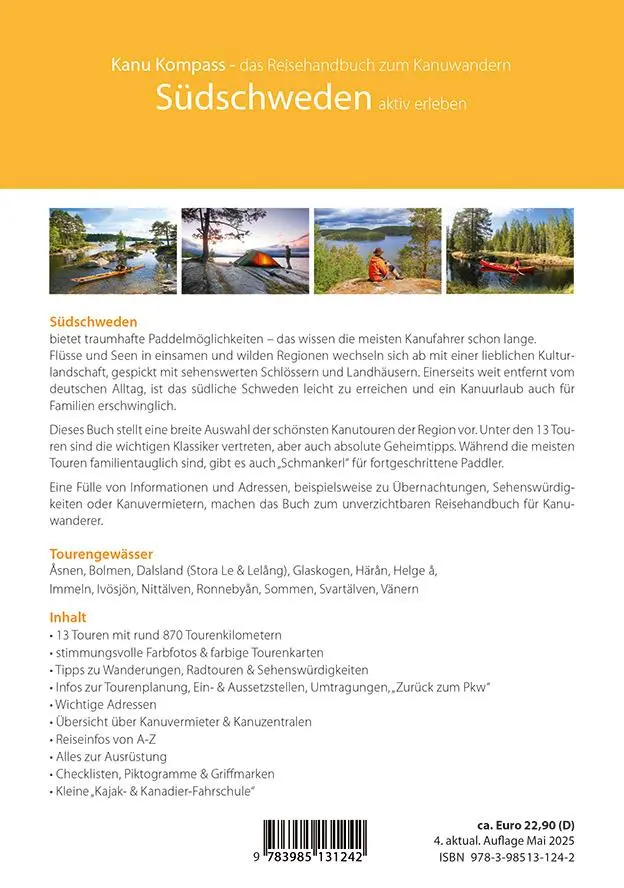 Rückseite: 9783985131242 | Kanu Kompass Südschweden | Das Reisehandbuch für Paddler | Holderberg