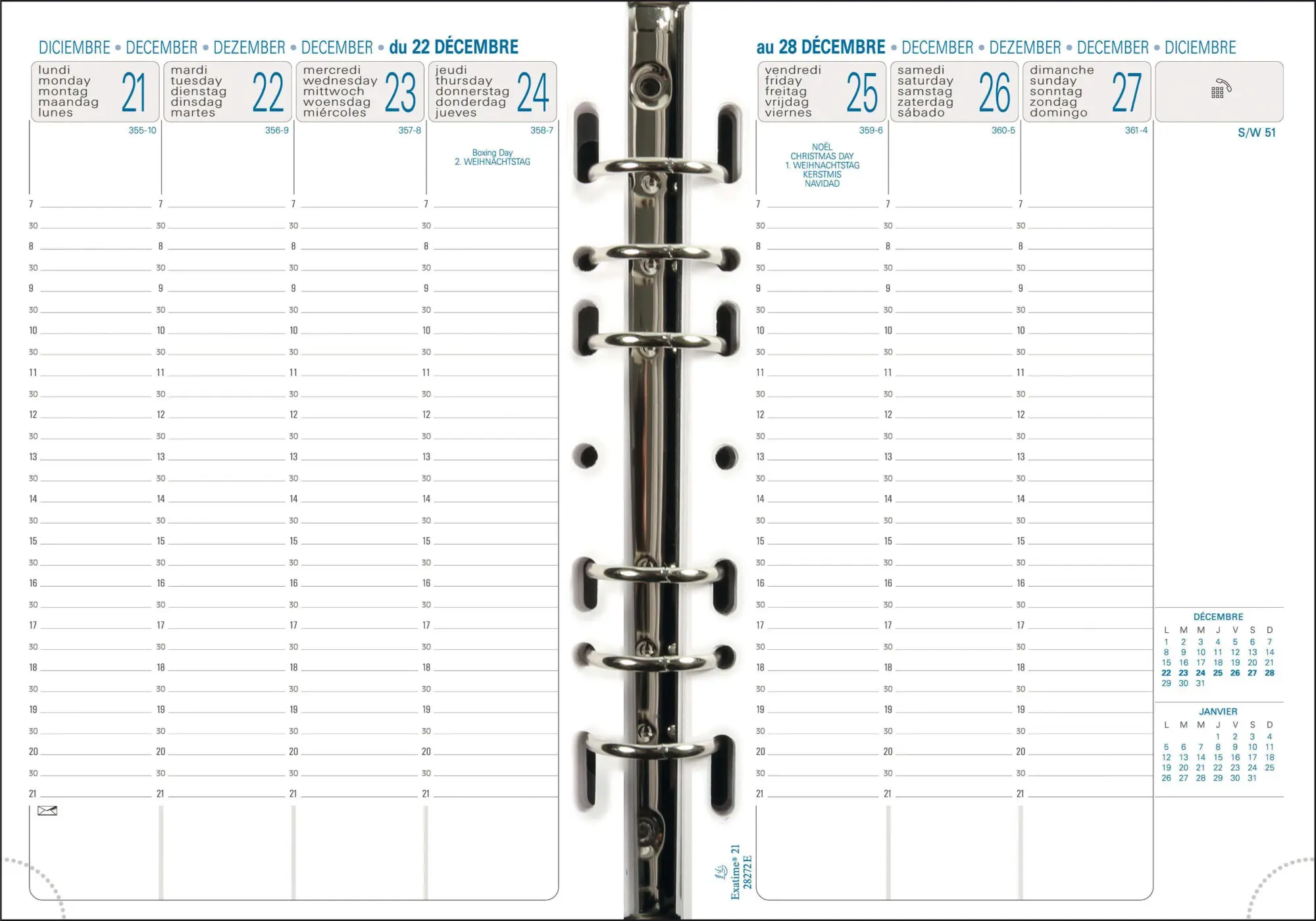 Bild: 3660942001342 | Kalender 1 Woche 2 Seiten senkrecht 2027 | Kalendereinlage | Quo Vadis