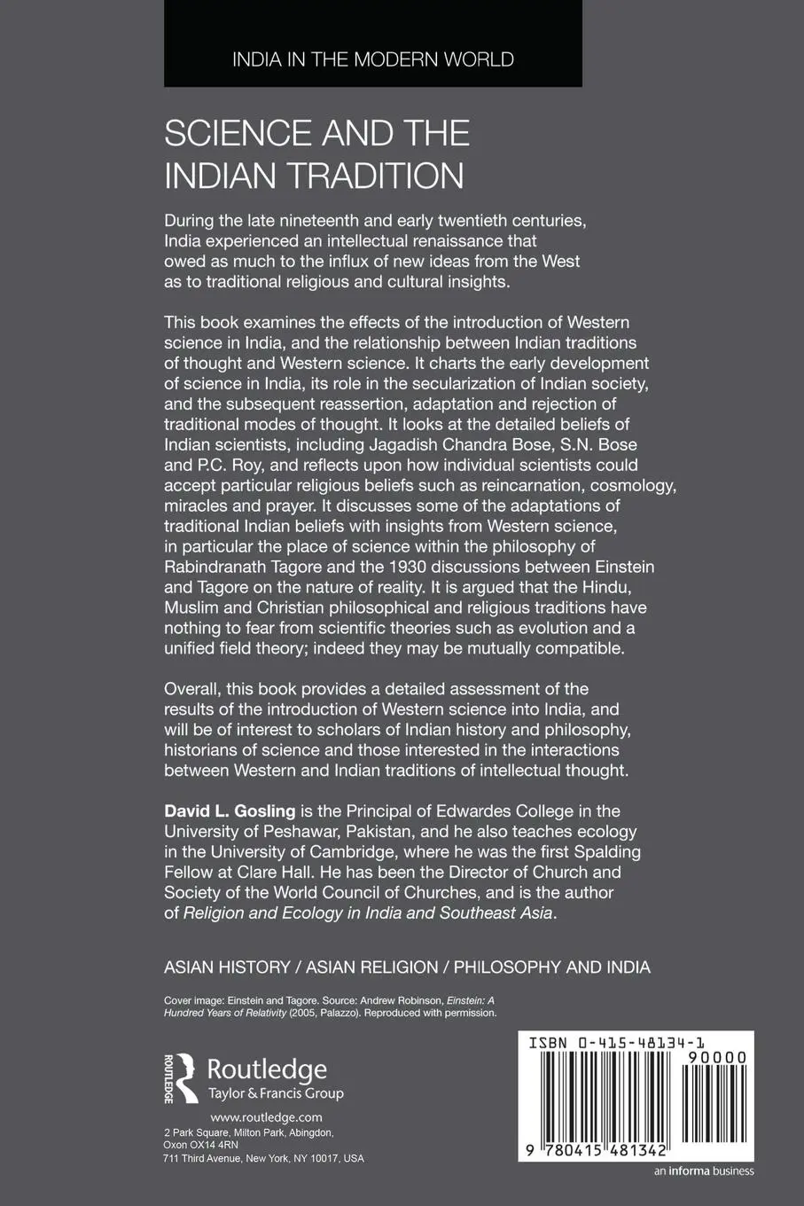 Rückseite: 9780415481342 | Science and the Indian Tradition | When Einstein Met Tagore | Gosling