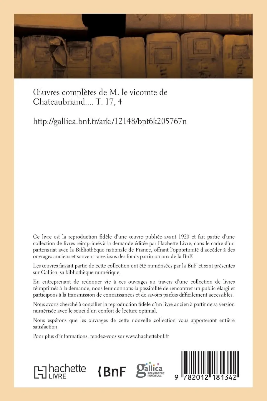 Rückseite: 9782012181342 | Oeuvres Complètes de M. Le Vicomte de Chateaubriand. T. 17, Génie...
