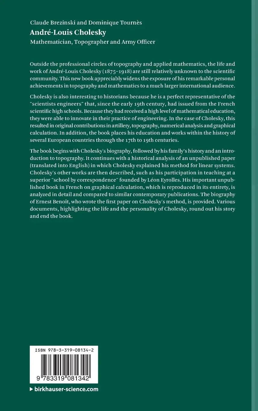 Rückseite: 9783319081342 | André-Louis Cholesky | Mathematician, Topographer and Army Officer