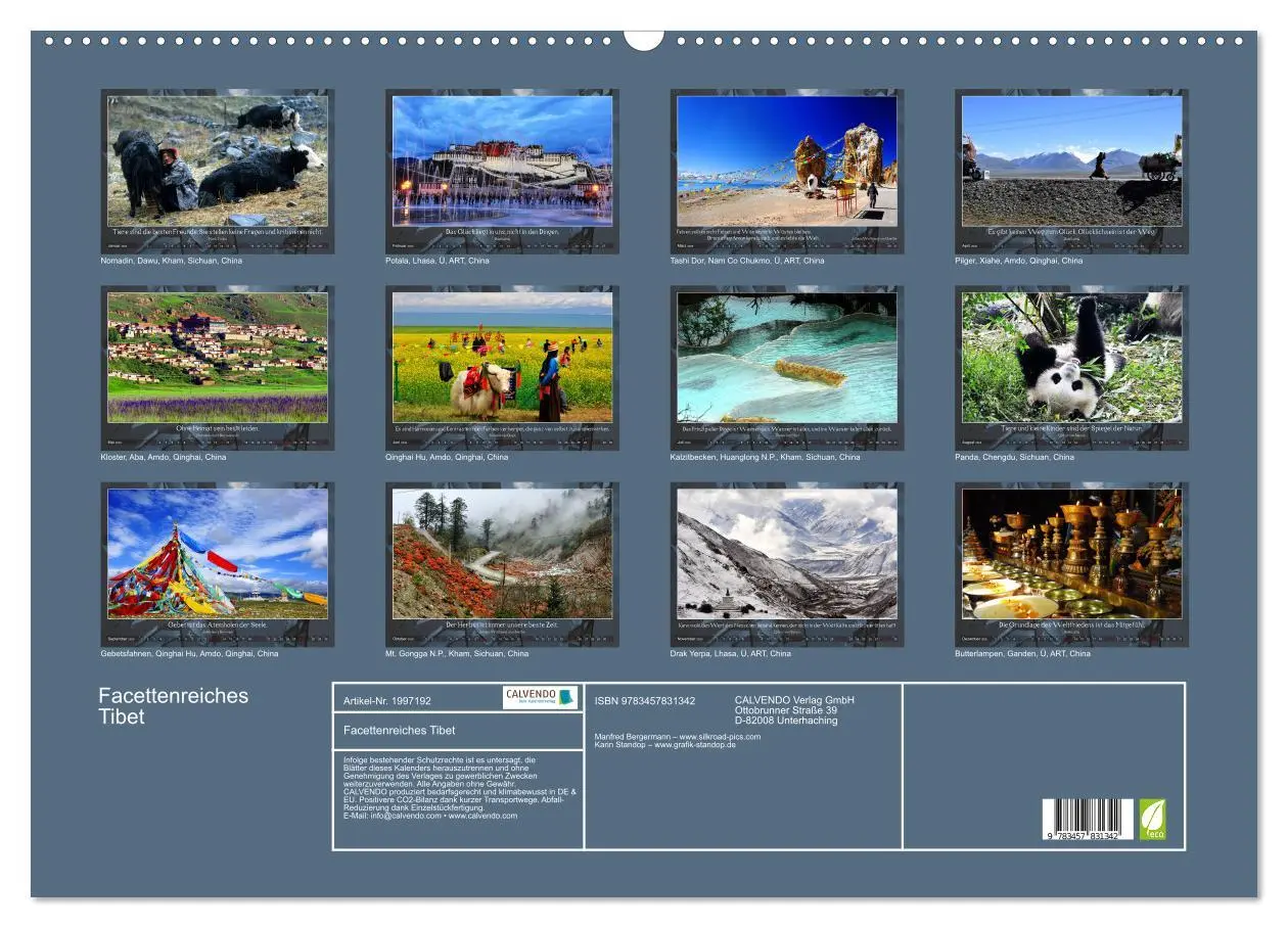 Bild: 9783457831342 | Facettenreiches Tibet (Wandkalender 2026 DIN A2 quer), CALVENDO...