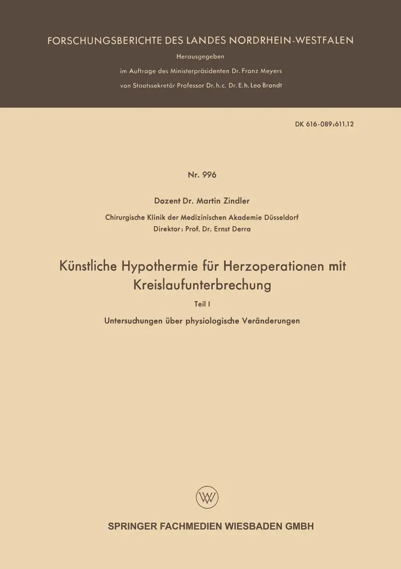 Cover: 9783663201342 | Künstliche Hypothermie für Herzoperationen mit Kreislaufunterbrechung