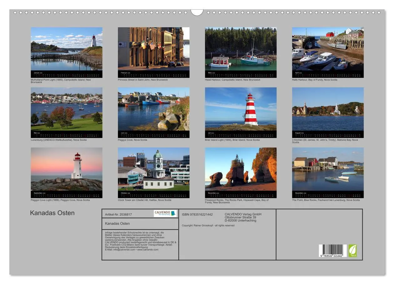 Bild: 9783516221442 | Kanadas Osten (Wandkalender 2026 DIN A2 quer), CALVENDO Monatskalender