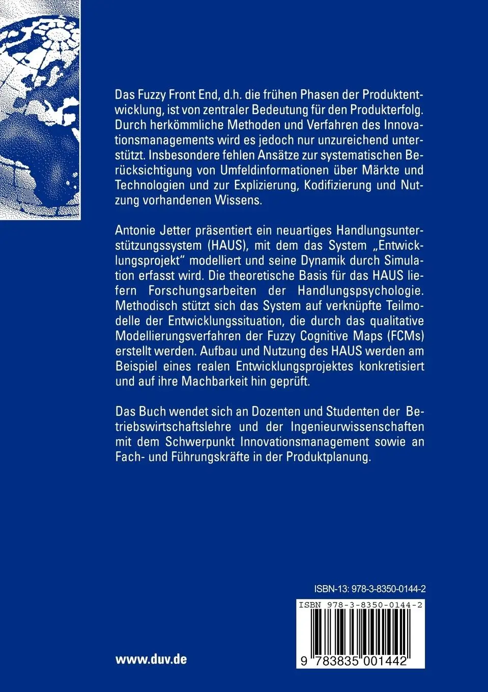Rückseite: 9783835001442 | Produktplanung im Fuzzy Front End | Antonie Jetter | Taschenbuch | xxx