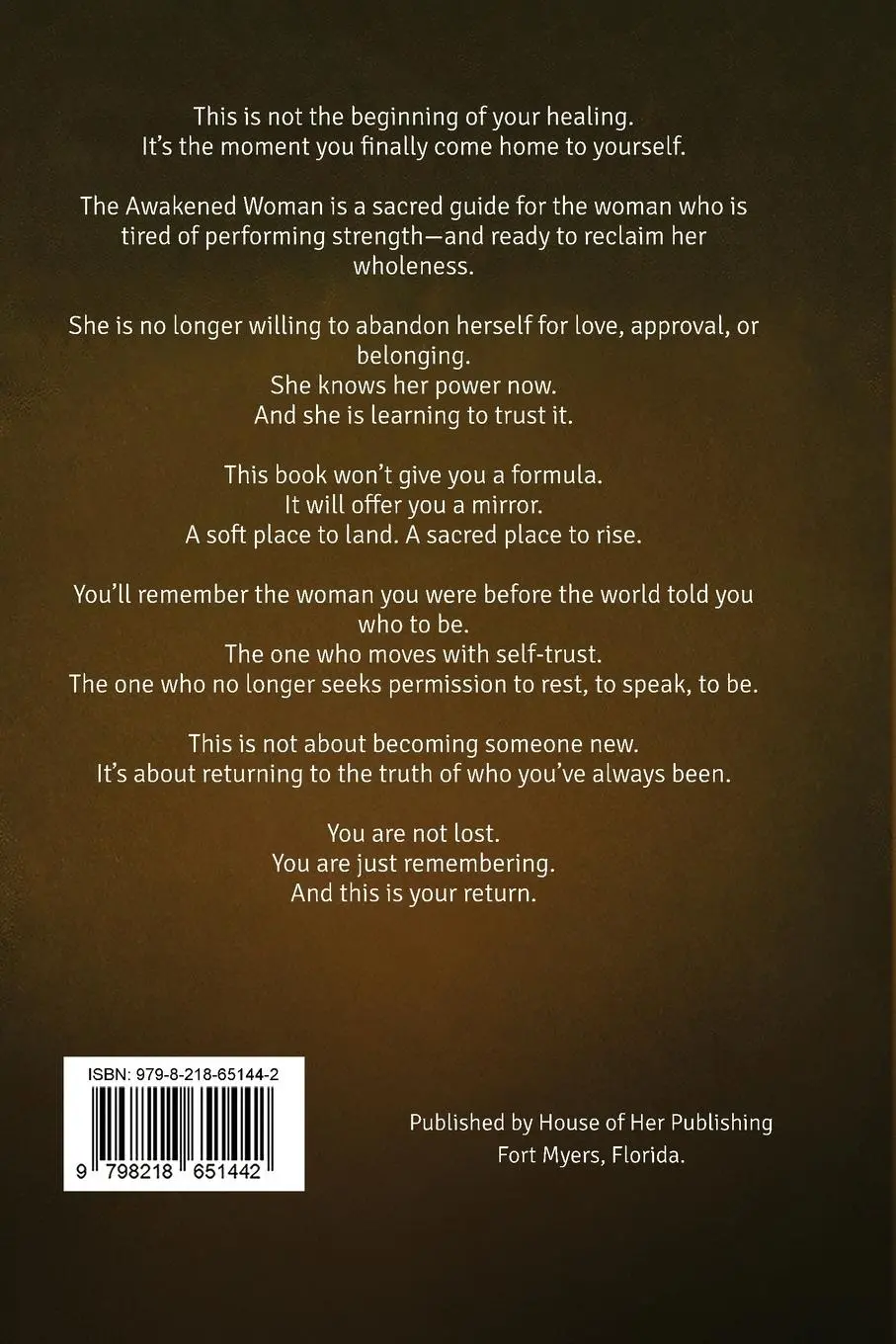 Rückseite: 9798218651442 | The Awakened Woman | A Sacred Guide to Self-Mastery | Tacara Barnes