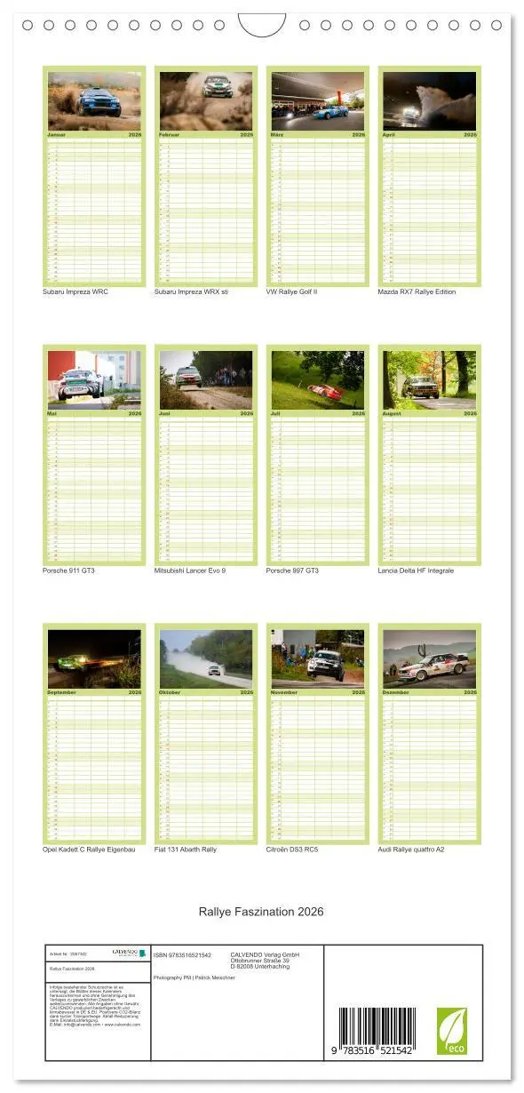 Bild: 9783516521542 | Familienplaner 2026 - Rallye Faszination 2026 mit 5 Spalten...