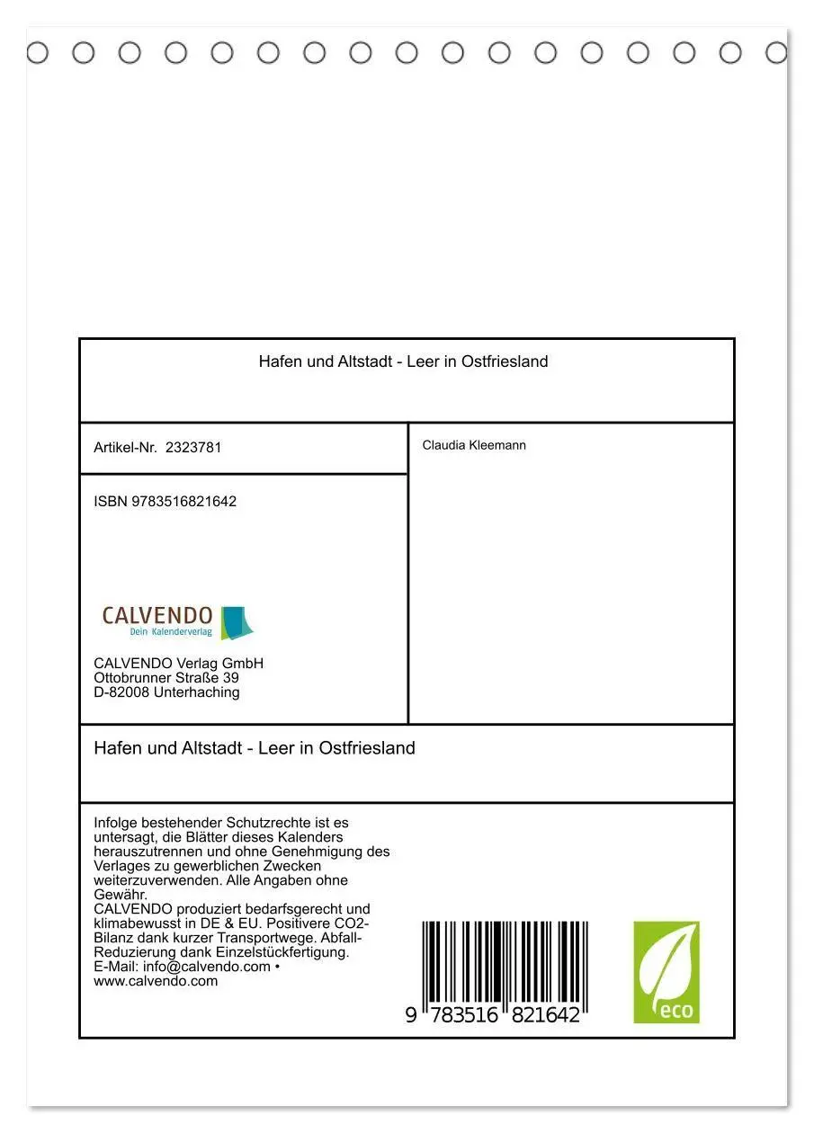 Bild: 9783516821642 | Hafen und Altstadt - Leer in Ostfriesland (Tischkalender 2027 DIN...