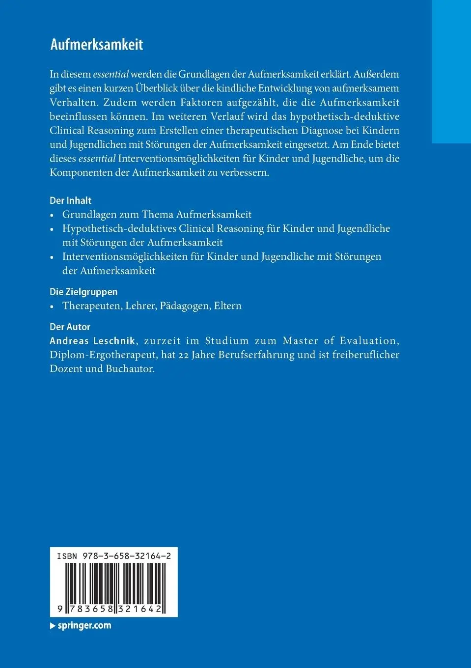 Rückseite: 9783658321642 | Aufmerksamkeit | Andreas Leschnik | Taschenbuch | viii | Deutsch