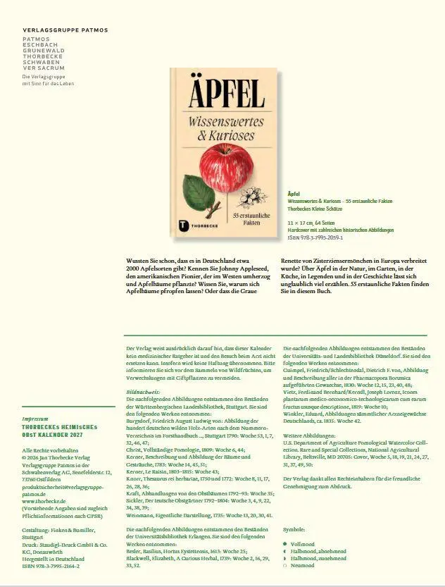 Bild: 9783799521642 | Thorbeckes heimisches Obst Kalender 2027 | Kalender | 56 S. | Deutsch