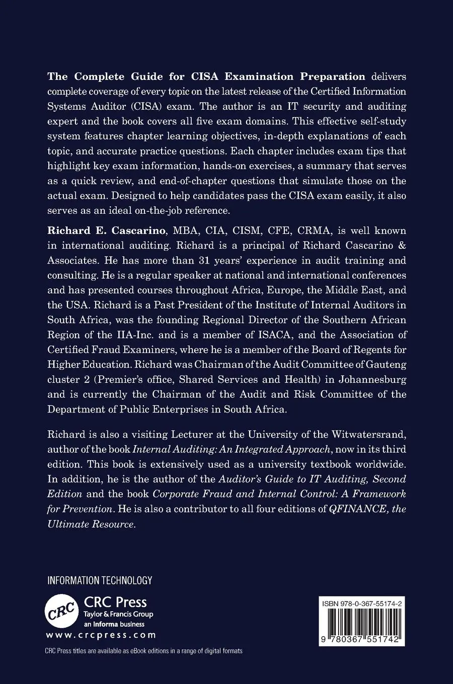 Rückseite: 9780367551742 | The Complete Guide for CISA Examination Preparation | Cascarino | Buch