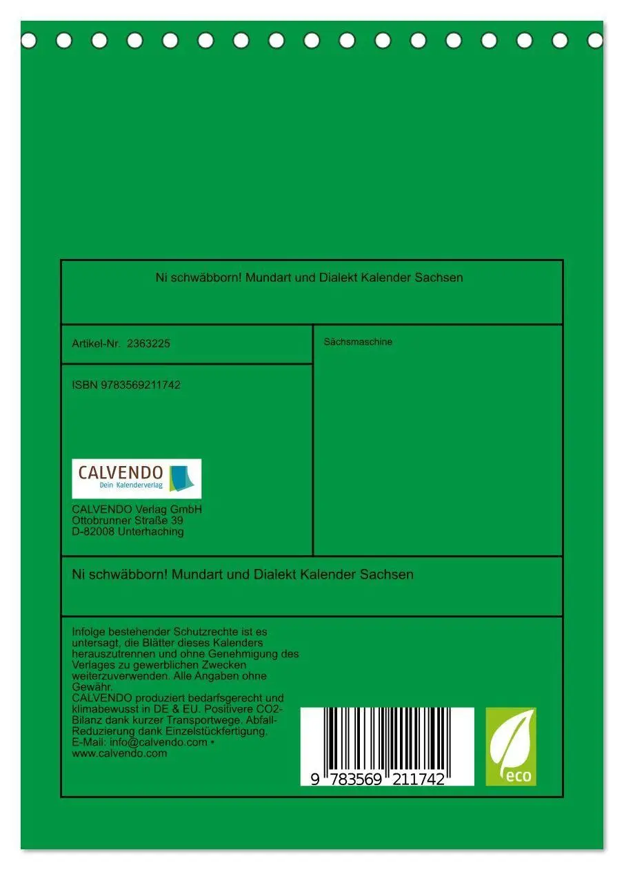 Bild: 9783569211742 | Ni schwäbborn! Mundart und Dialekt Kalender Sachsen (Tischkalender...
