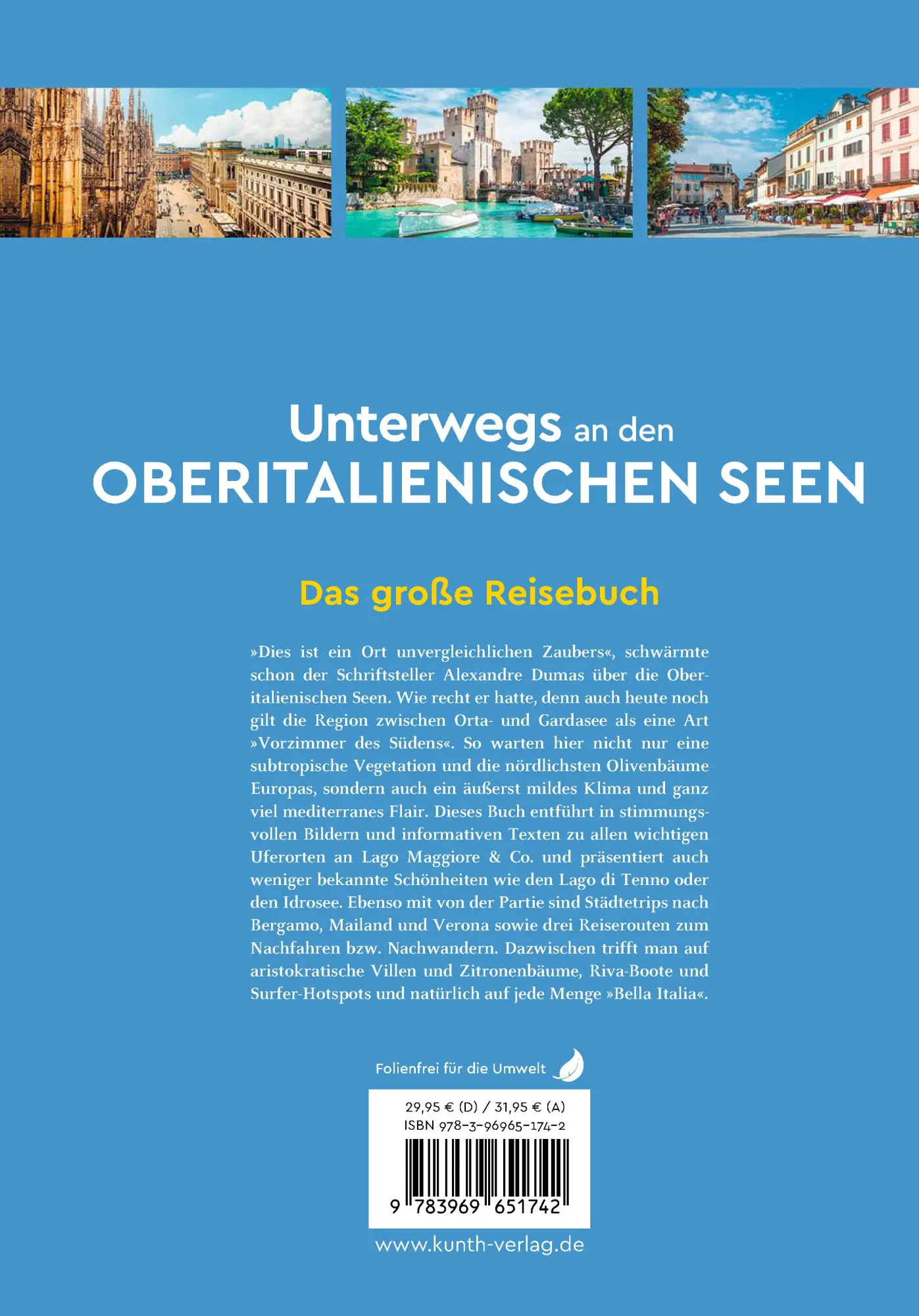 Rückseite: 9783969651742 | KUNTH Unterwegs an den Oberitalienischen Seen | Das große Reisebuch