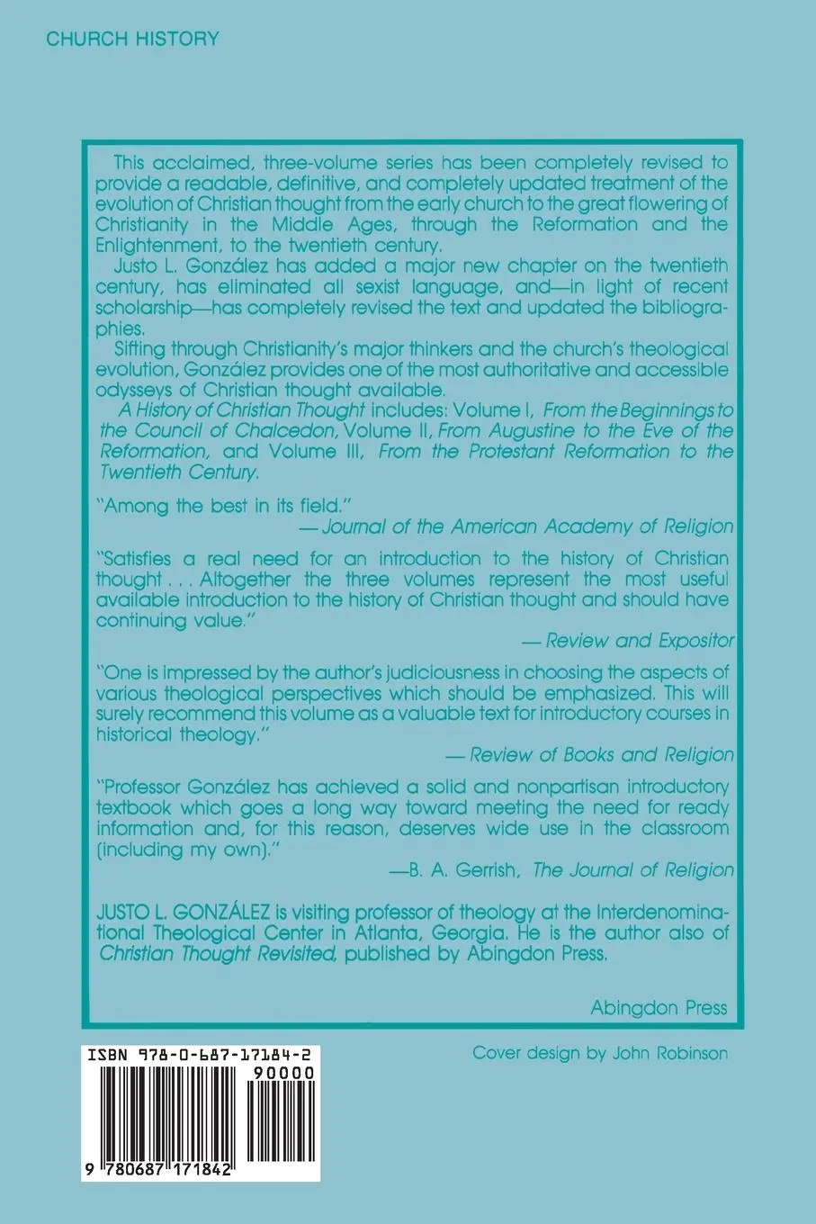 Rückseite: 9780687171842 | A History of Christian Thought Volume 3 | Justo L. Gonzalez | Buch