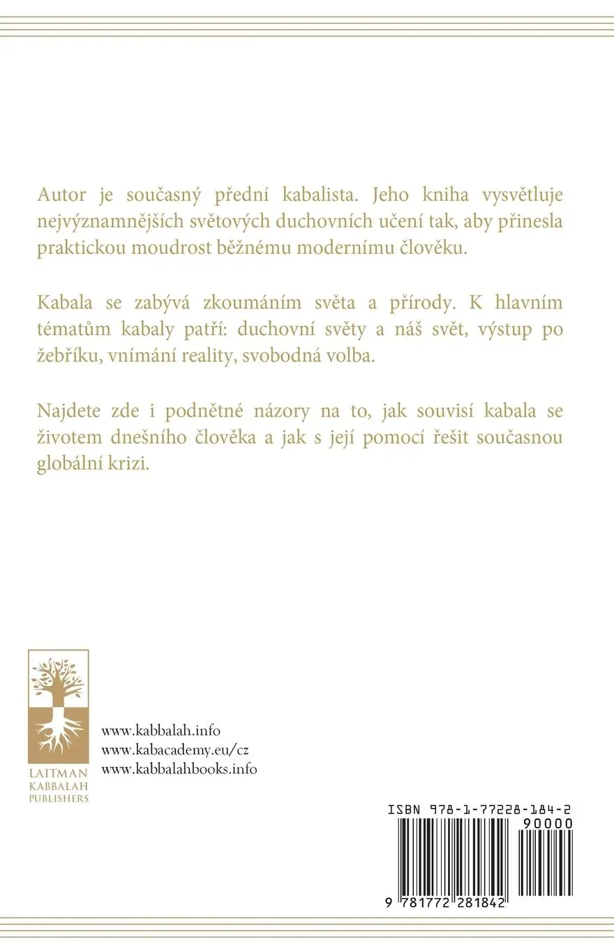 Rückseite: 9781772281842 | Odhalena Kabala | Michael Laitman | Taschenbuch | Tschechisch | 2024