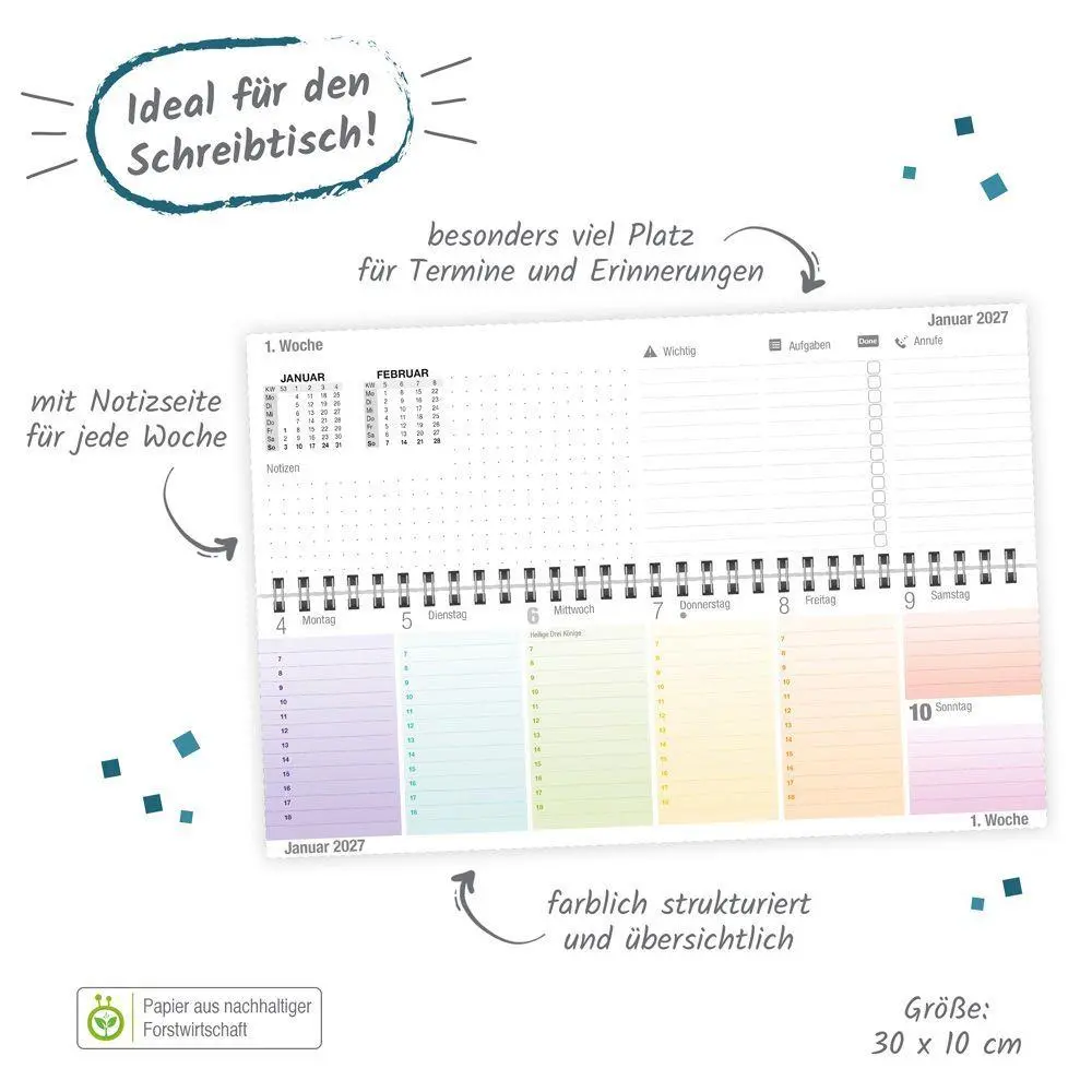 Bild: 4251901511942 | TRÖTSCH - Schreibtischquerkalender Timer Farben (eine Woche 2...