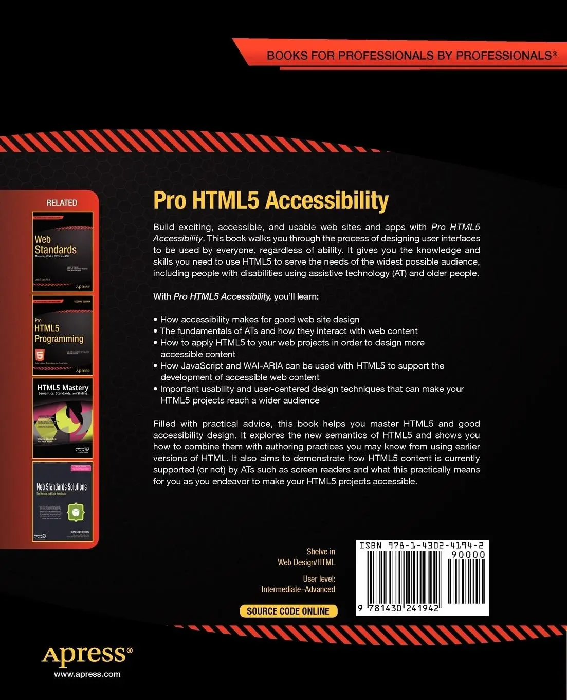 Rückseite: 9781430241942 | Pro HTML5 Accessibility | Joshue O Connor | Taschenbuch | xix | 2012