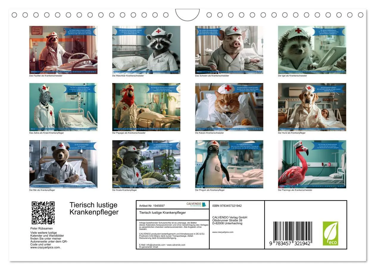 Bild: 9783457321942 | Tierisch lustige Krankenpfleger (Wandkalender 2026 DIN A4 quer),...