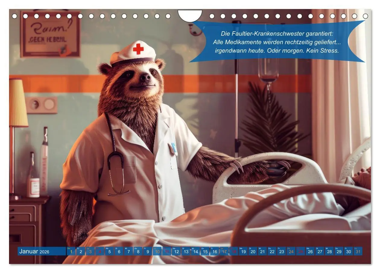 Bild: 9783457321942 | Tierisch lustige Krankenpfleger (Wandkalender 2026 DIN A4 quer),...