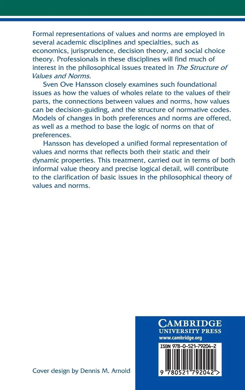 Rückseite: 9780521792042 | The Structure of Values and Norms | Sven Ove Hansson | Buch | Gebunden