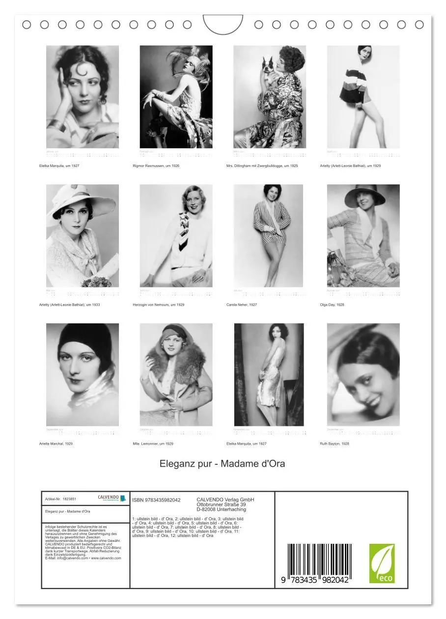 Bild: 9783435982042 | Eleganz pur - Madame d'Ora (Wandkalender 2025 DIN A4 hoch),...