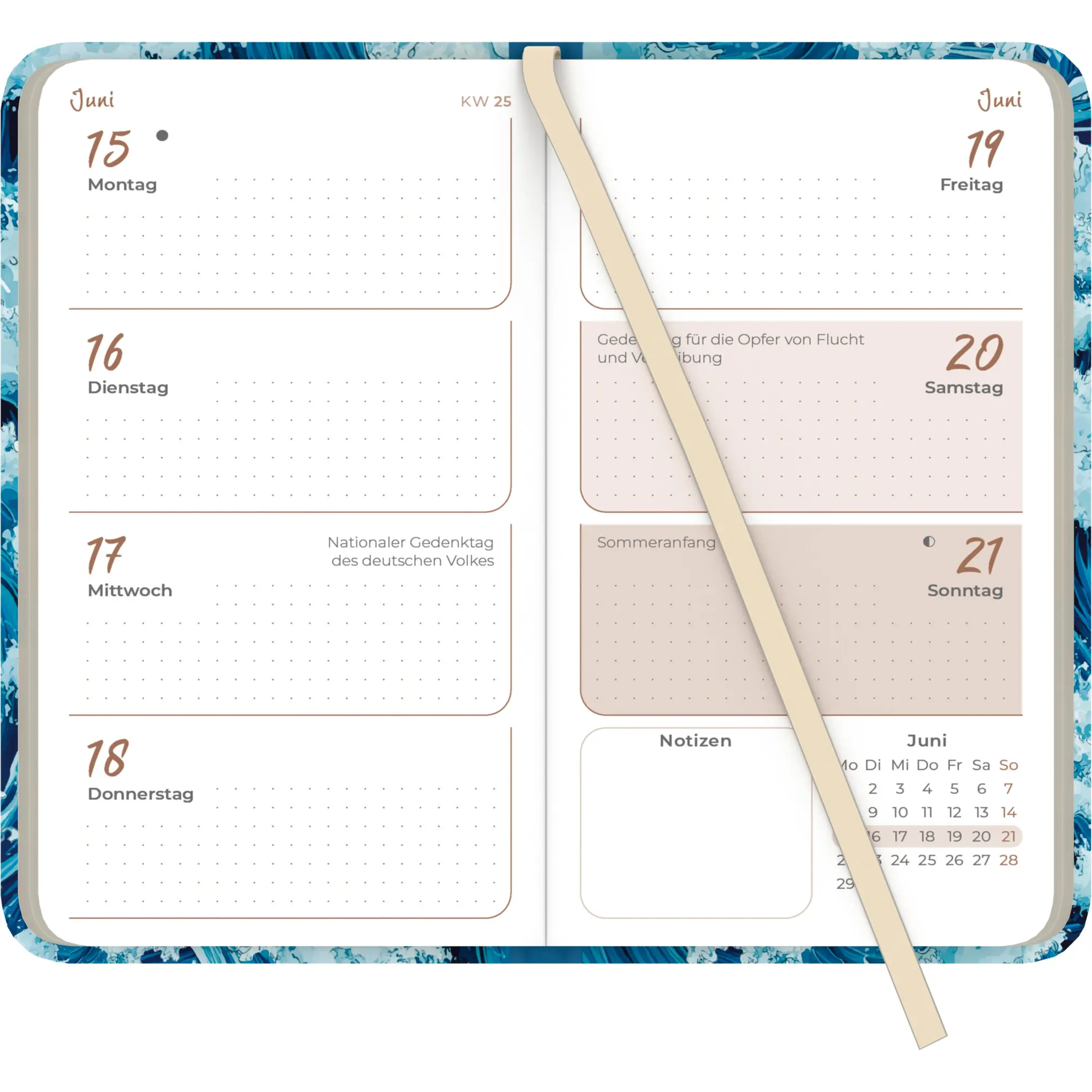 Bild: 4069095002142 | Lady Journal Slim Waves 2026 - Taschen-Kalender 9x15,6 cm - Weekly...