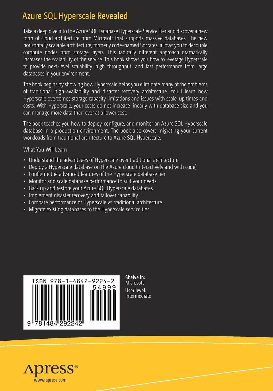 Rückseite: 9781484292242 | Azure SQL Hyperscale Revealed | Daniel Scott-Raynsford (u. a.) | Buch