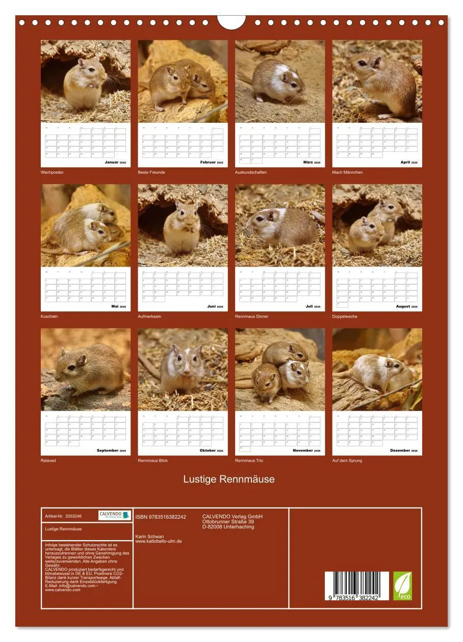 Bild: 9783516382242 | Lustige Rennmäuse (Wandkalender 2026 DIN A3 hoch), CALVENDO...