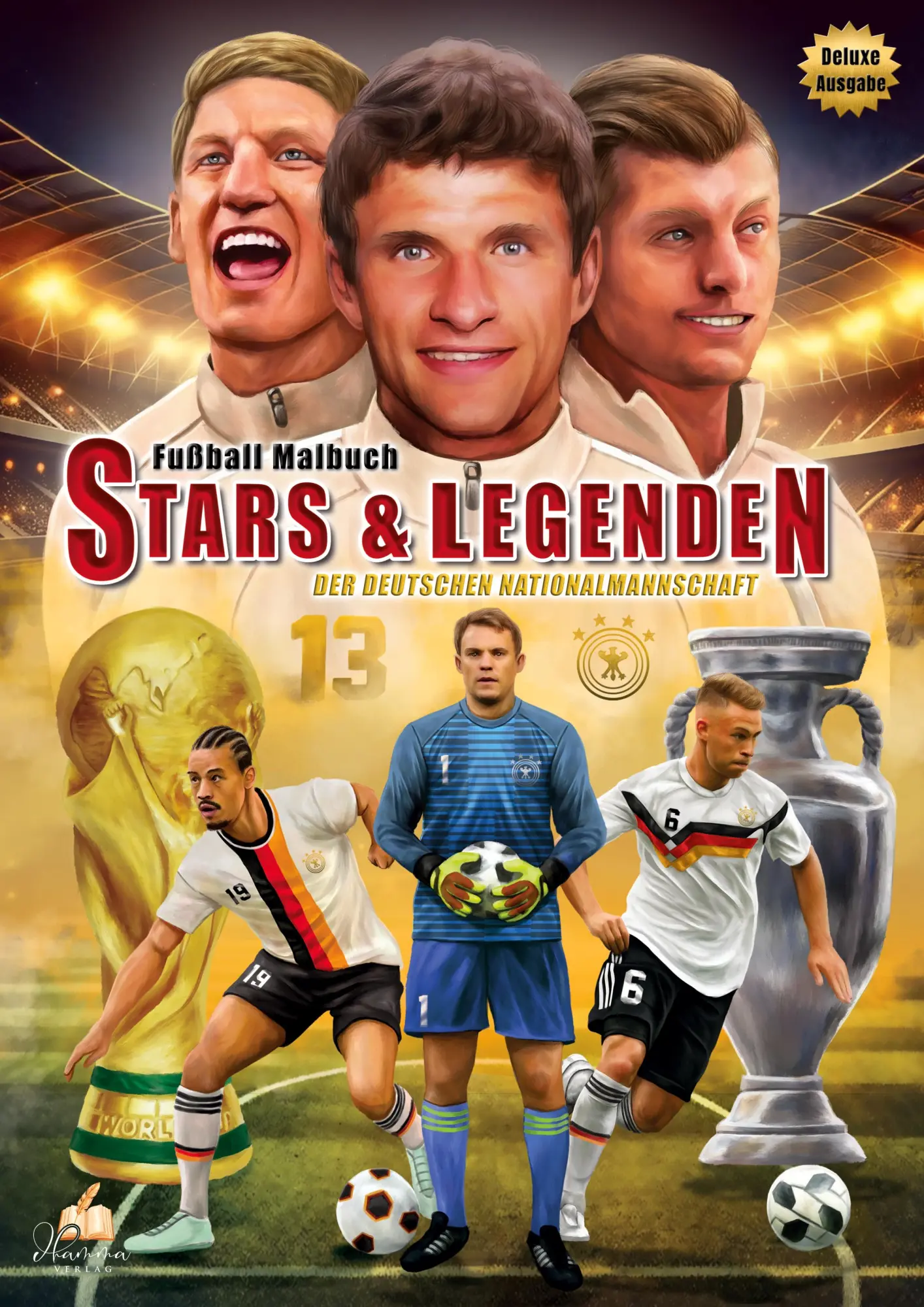 Cover: 9783986572242 | Fußball-Malbuch STARS &amp; LEGENDEN der deutschen Nationalmannschaft...