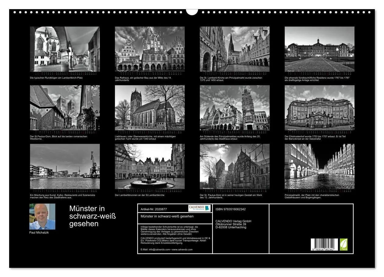 Bild: 9783516062342 | Münster in schwarz-weiß gesehen (Wandkalender 2026 DIN A2 quer),...