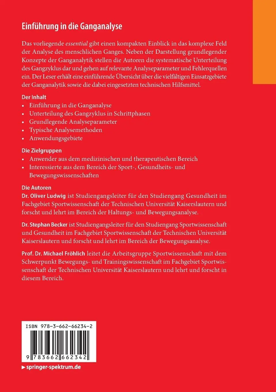 Rückseite: 9783662662342 | Einführung in die Ganganalyse | Oliver Ludwig (u. a.) | Taschenbuch