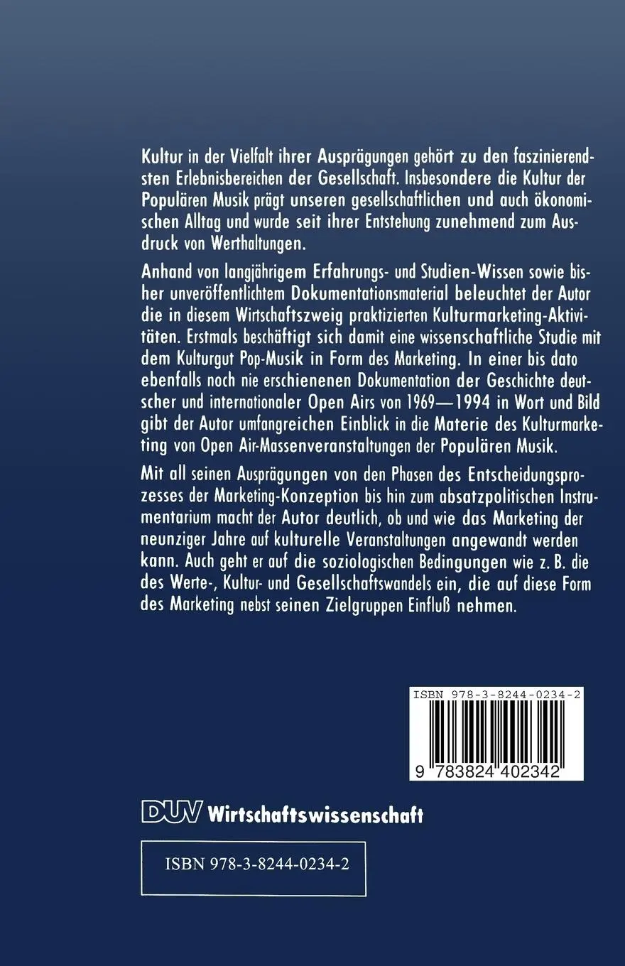 Rückseite: 9783824402342 | Kulturmarketing | Open Air und Populäre Musik | Christof Graf | Buch
