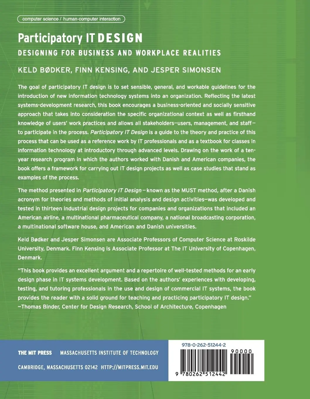 Rückseite: 9780262512442 | Participatory IT Design | Keld Bodker (u. a.) | Taschenbuch | Englisch