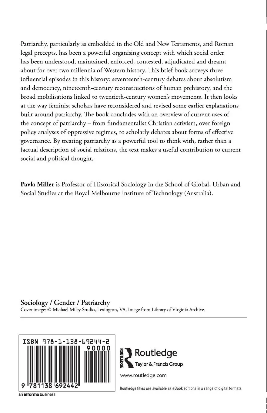 Rückseite: 9781138692442 | Patriarchy | Pavla Miller | Taschenbuch | Einband - flex.(Paperback)