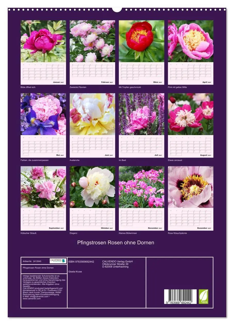 Bild: 9783569692442 | Pfingstrosen Rosen ohne Dornen (hochwertiger Premium Wandkalender...