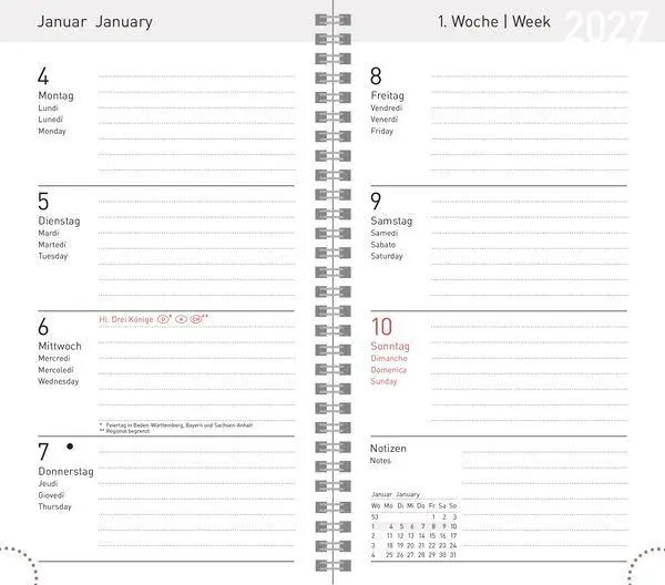 Bild: 9783819302442 | Taschenkalender Wochentimer Small Schwarz 2027 | Korsch Verlag | Buch