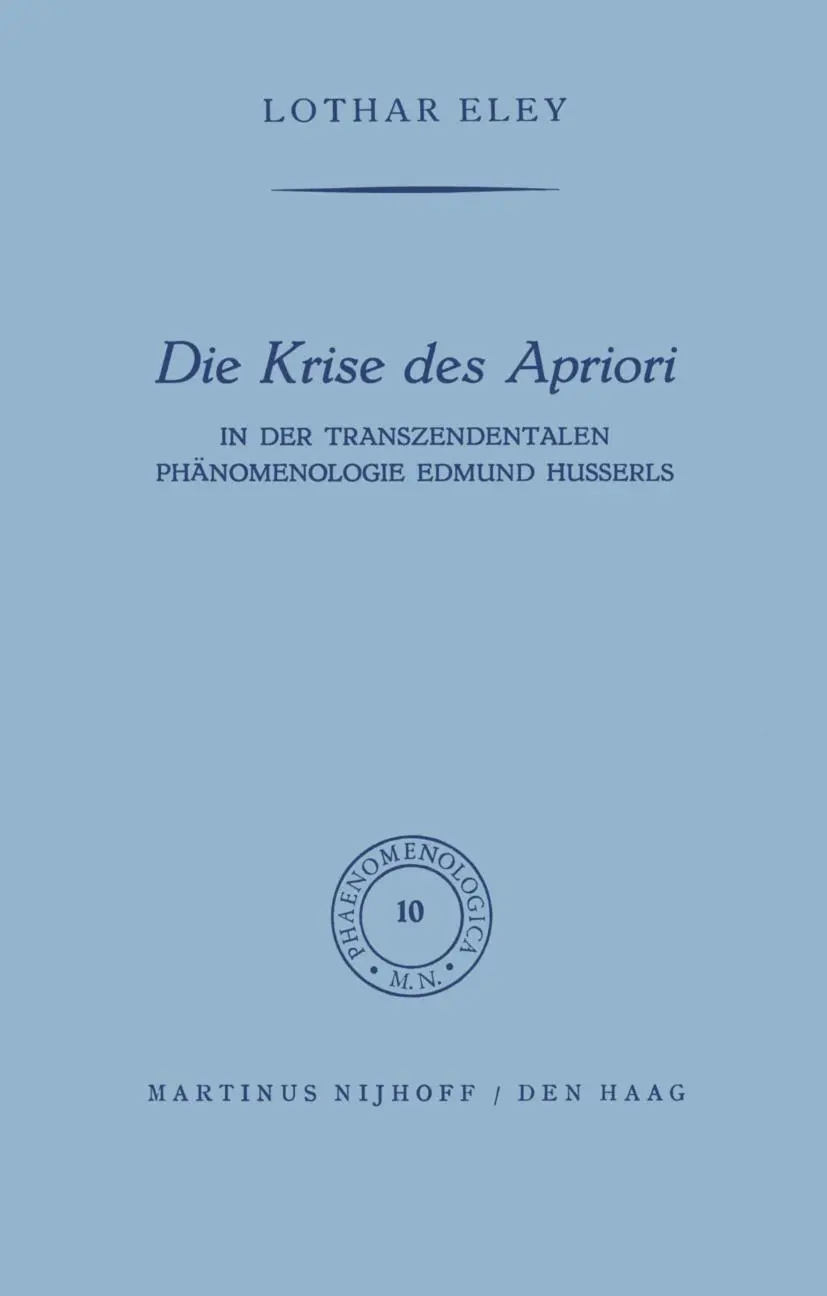Cover: 9789024702442 | Die Krise des Apriori | L. Eley | Buch | vi | Deutsch