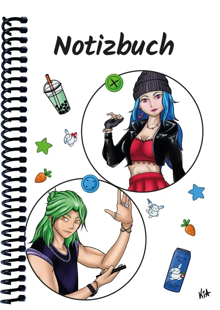 A 4 Notizbuch Manga Quinn und Enora, weiß, blanko