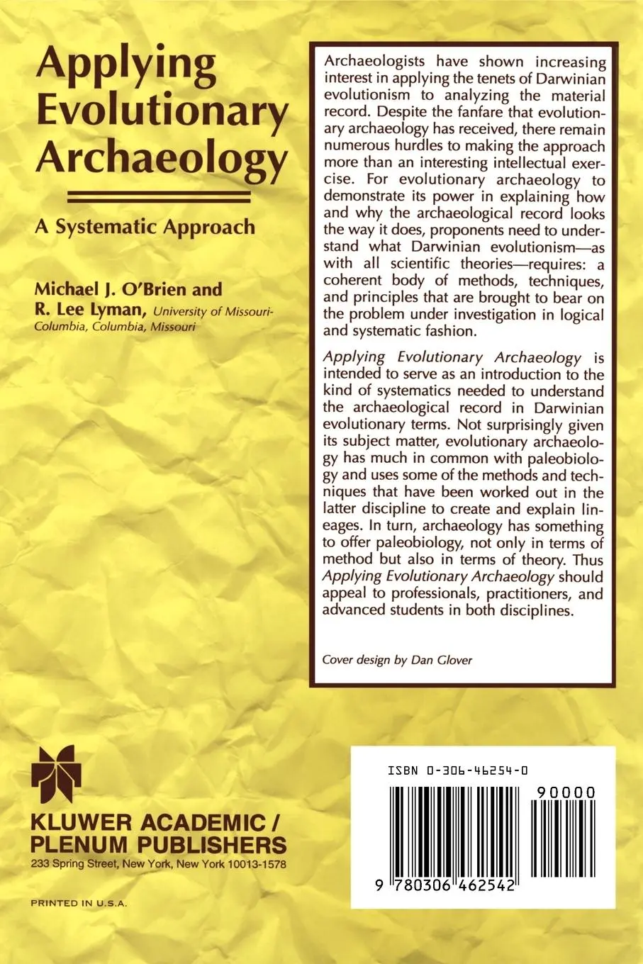 Rückseite: 9780306462542 | Applying Evolutionary Archaeology | A Systematic Approach | Buch | xix