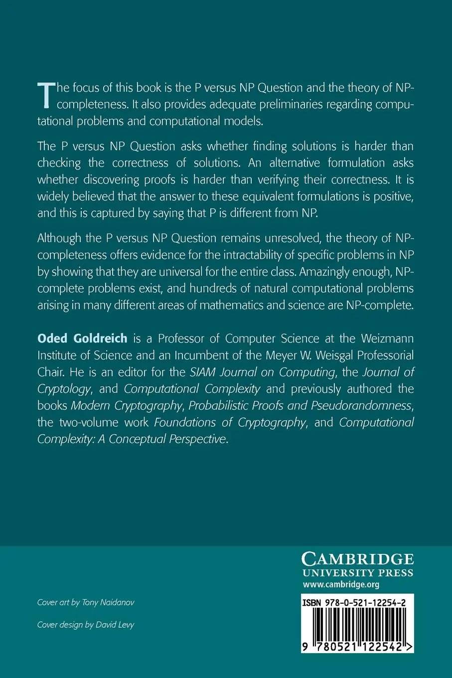 Rückseite: 9780521122542 | P, NP, and NP-Completeness | The Basics of Computational Complexity
