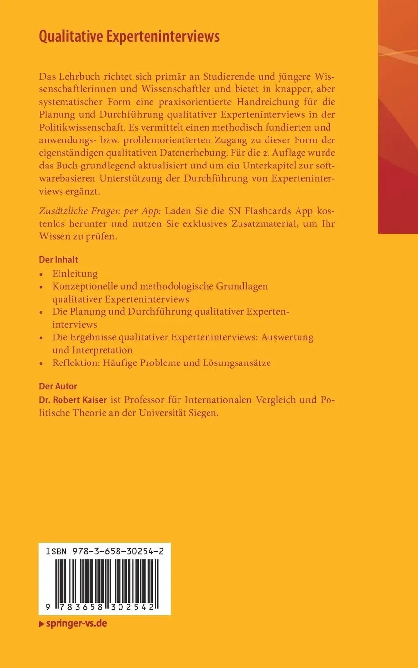 Rückseite: 9783658302542 | Qualitative Experteninterviews | Robert Kaiser | Bundle | Deutsch