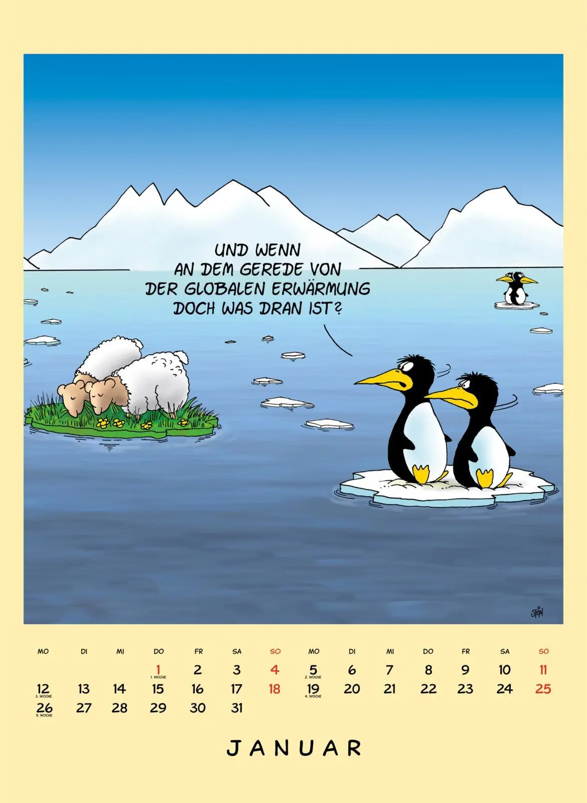 Bild: 9783830322542 | Uli Stein Tierisch großer Kalender 2026: Monatskalender für die...