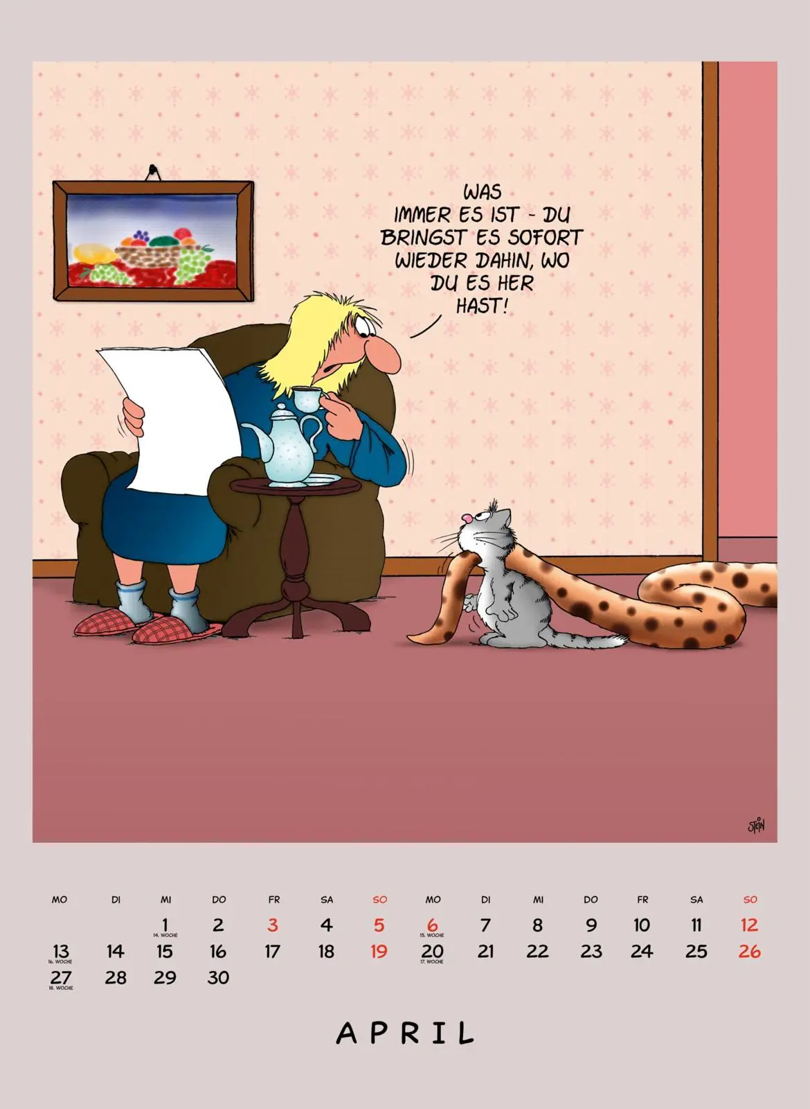 Bild: 9783830322542 | Uli Stein Tierisch großer Kalender 2026: Monatskalender für die...