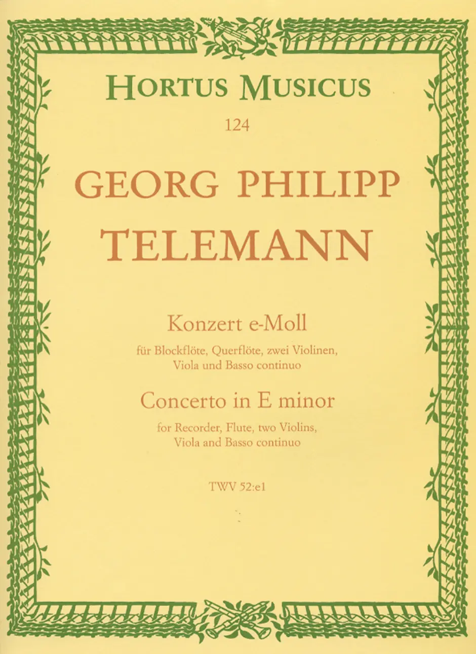 Cover: 9790006002542 | Concerto For Recorder And Flute In E Minor | TWV 52:e1 | Telemann