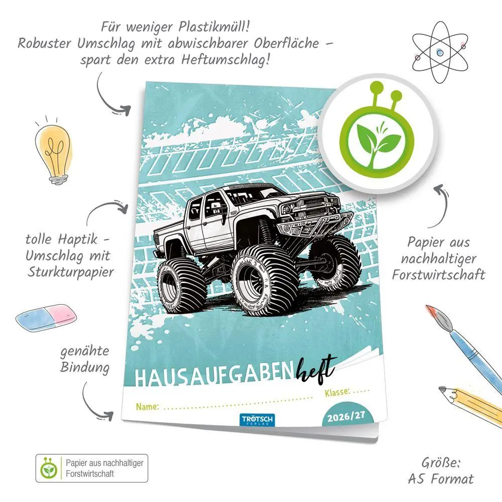 Bild: 4251901512642 | TRÖTSCH - Jahresbezogenes Hausaufgabenheft Grundschule Truck 26/27