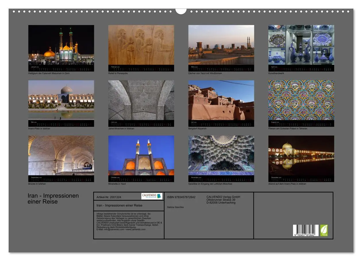 Bild: 9783457872642 | Iran - Impressionen einer Reise (Wandkalender 2026 DIN A2 quer),...