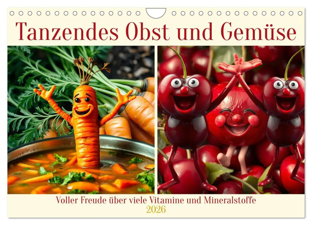 Cover: 9783516412642 | Tanzendes Obst und Gemüse (Wandkalender 2026 DIN A4 quer), CALVENDO...