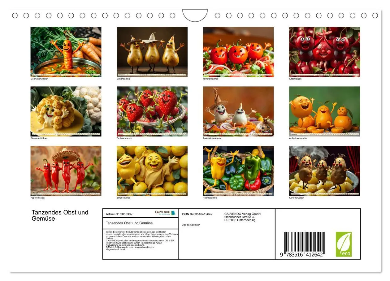 Bild: 9783516412642 | Tanzendes Obst und Gemüse (Wandkalender 2026 DIN A4 quer), CALVENDO...