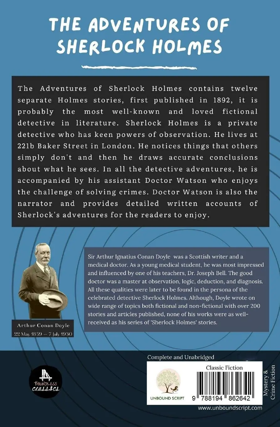 Rückseite: 9788194862642 | The Adventures of Sherlock Holmes | Arthur Conan Doyle | Taschenbuch