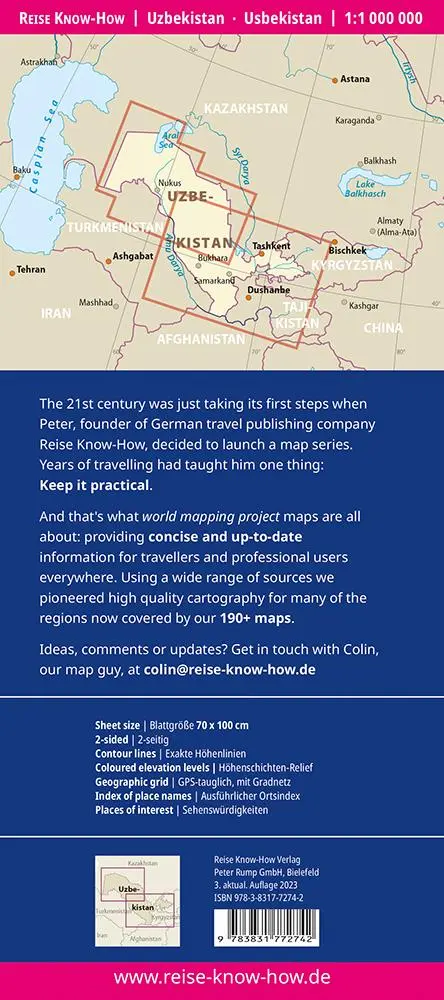 Rückseite: 9783831772742 | Reise Know-How Landkarte Usbekistan / Uzbekistan (1:1.000.000) | Rump